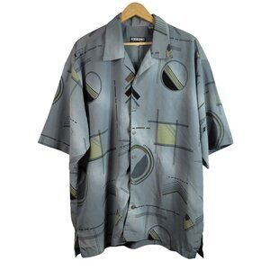 Mench Platinum Shirt Gray 2X Short Sleeve Button Collar Club Dance 90s Vintage